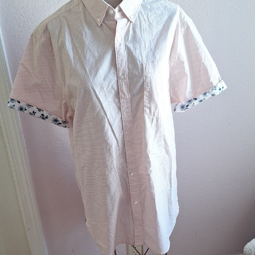 Denim & Flower Unisex Light Pink Button Down Shirt